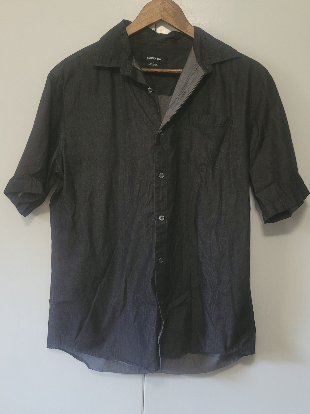 Liz Claiborne Men's Black Short-Sleeve Button-Down Shirt